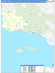Santa Barbara County Wall Map Basic Style